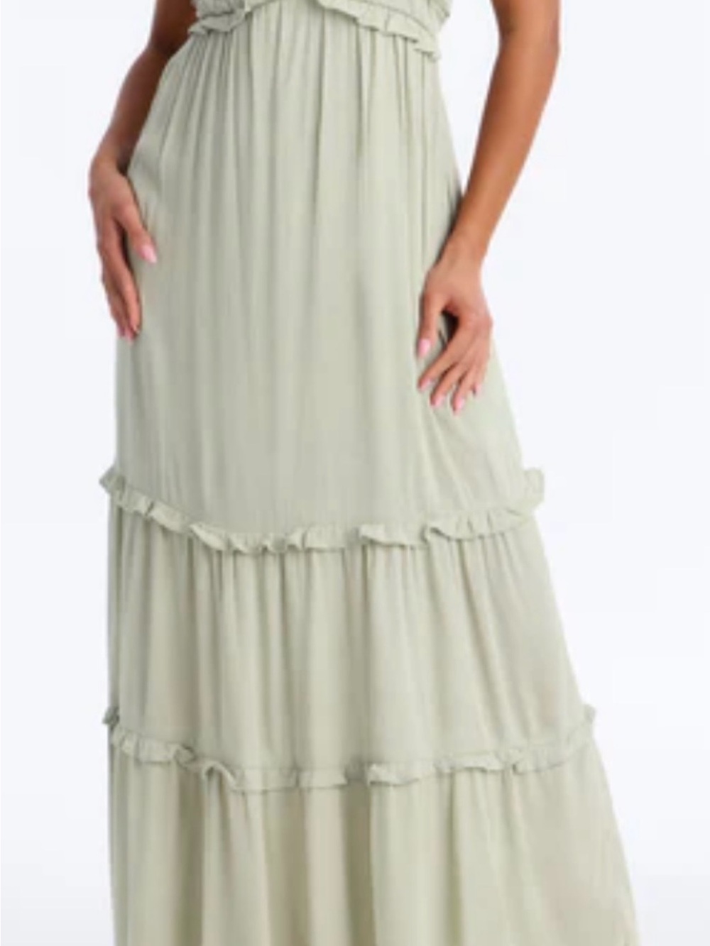 Fashion Nova Sage Tiered Ruffle Maxi Skirt